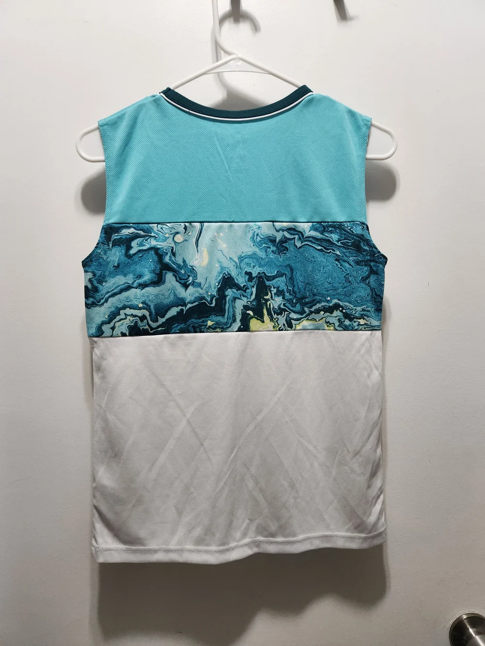 Boys Athletic Tank Top - Aqua Marble & White